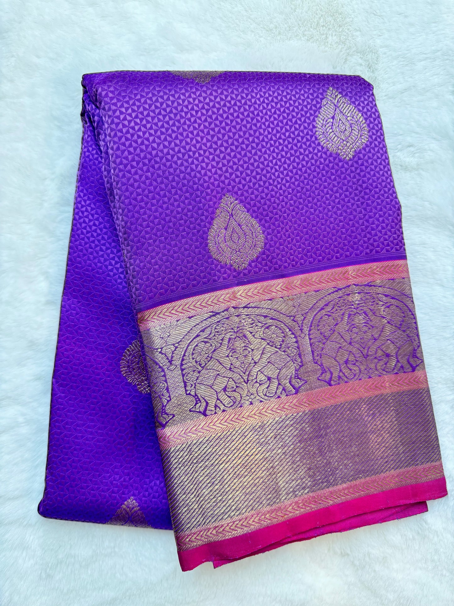 Lavender Kanchipuram pure zari silk saree