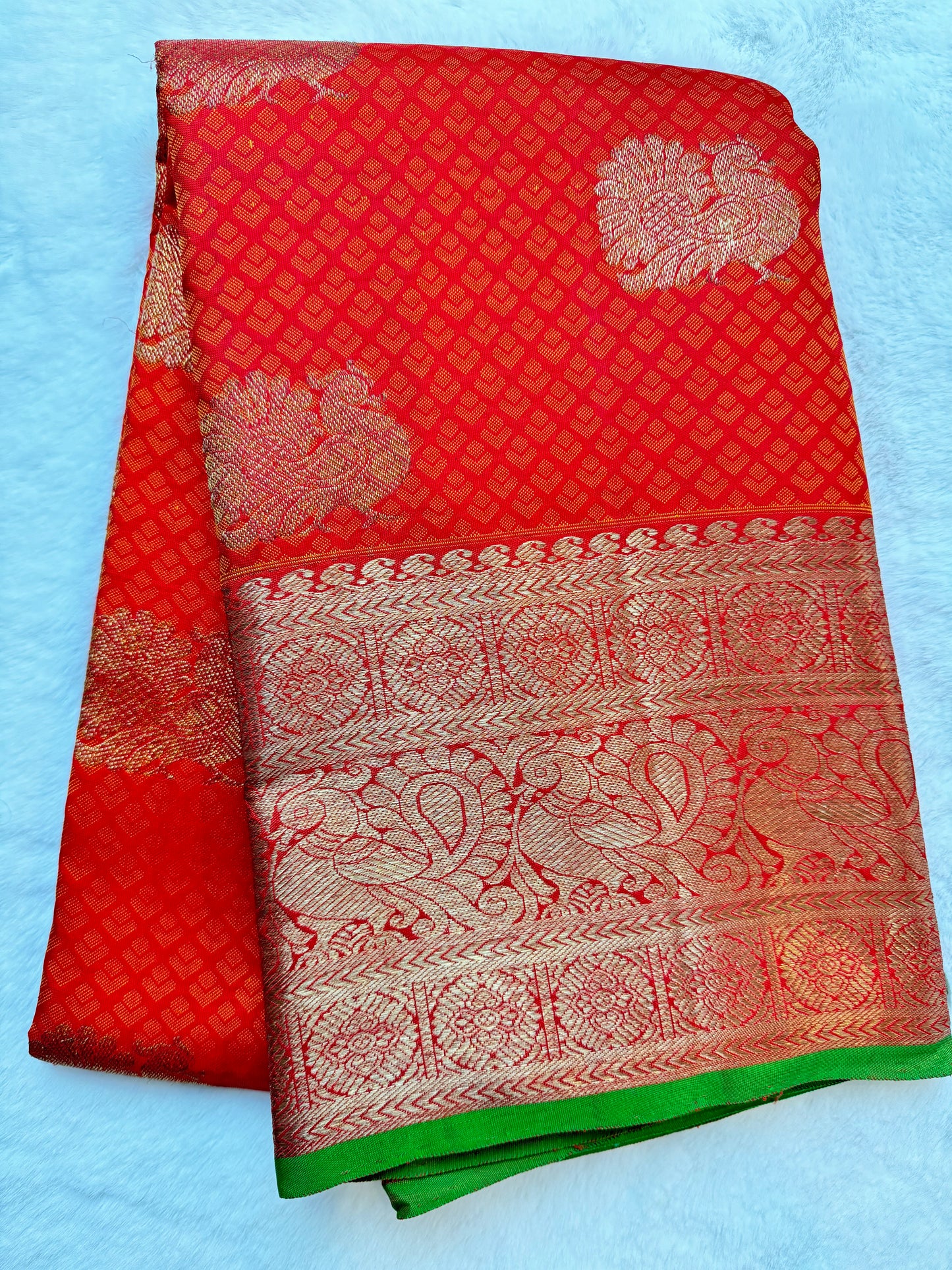 Red Kanchipuram pure zari silk saree