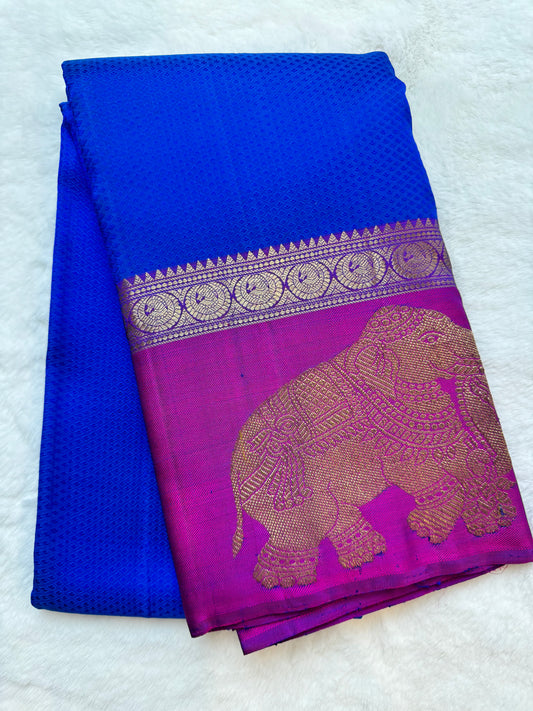 Blue Kanchipuram pure zari silk saree