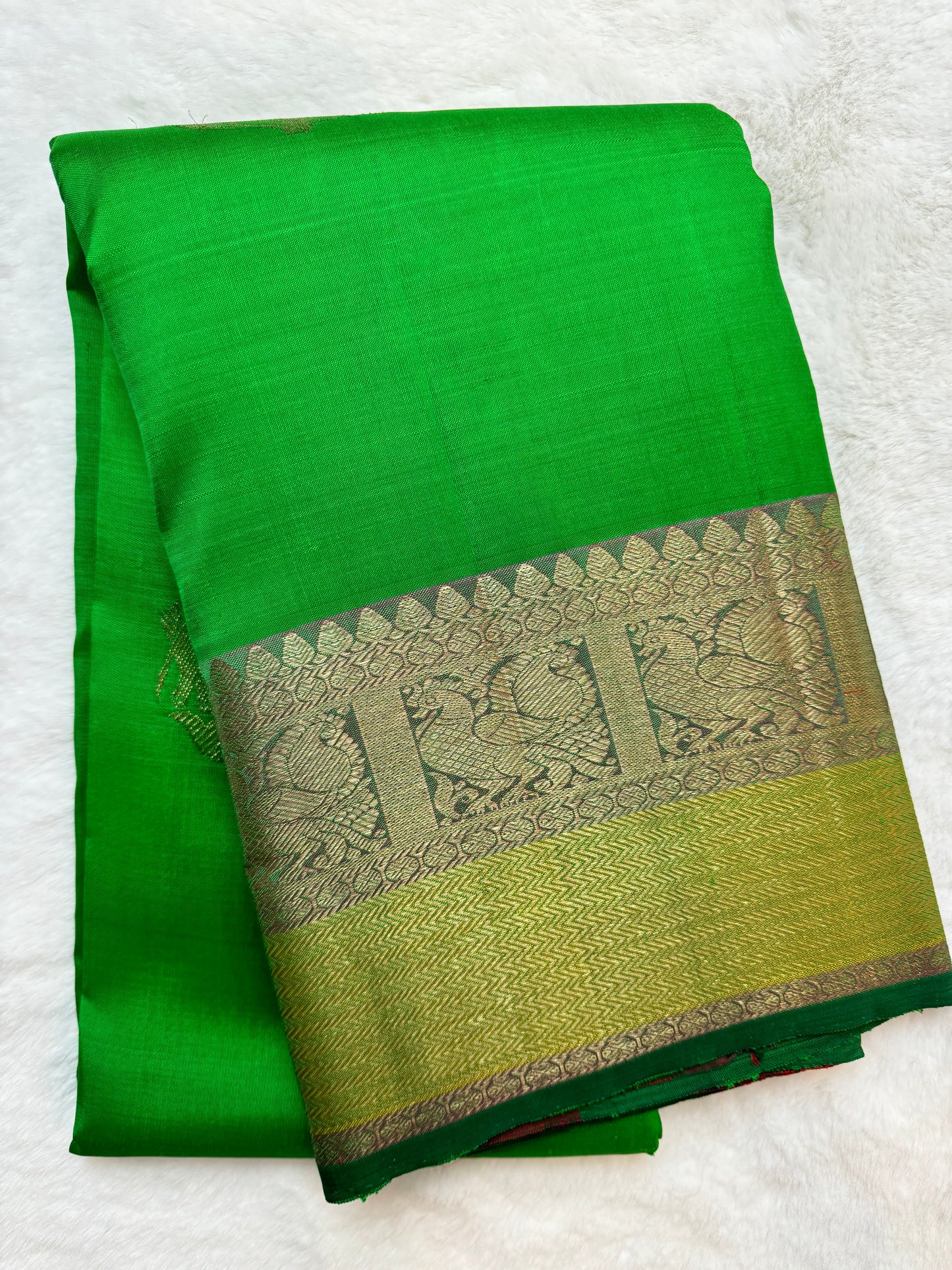 Green Kanchipuram pure zari silk saree