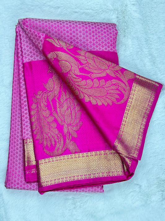 Pink Kanchipuram pure zari silk saree