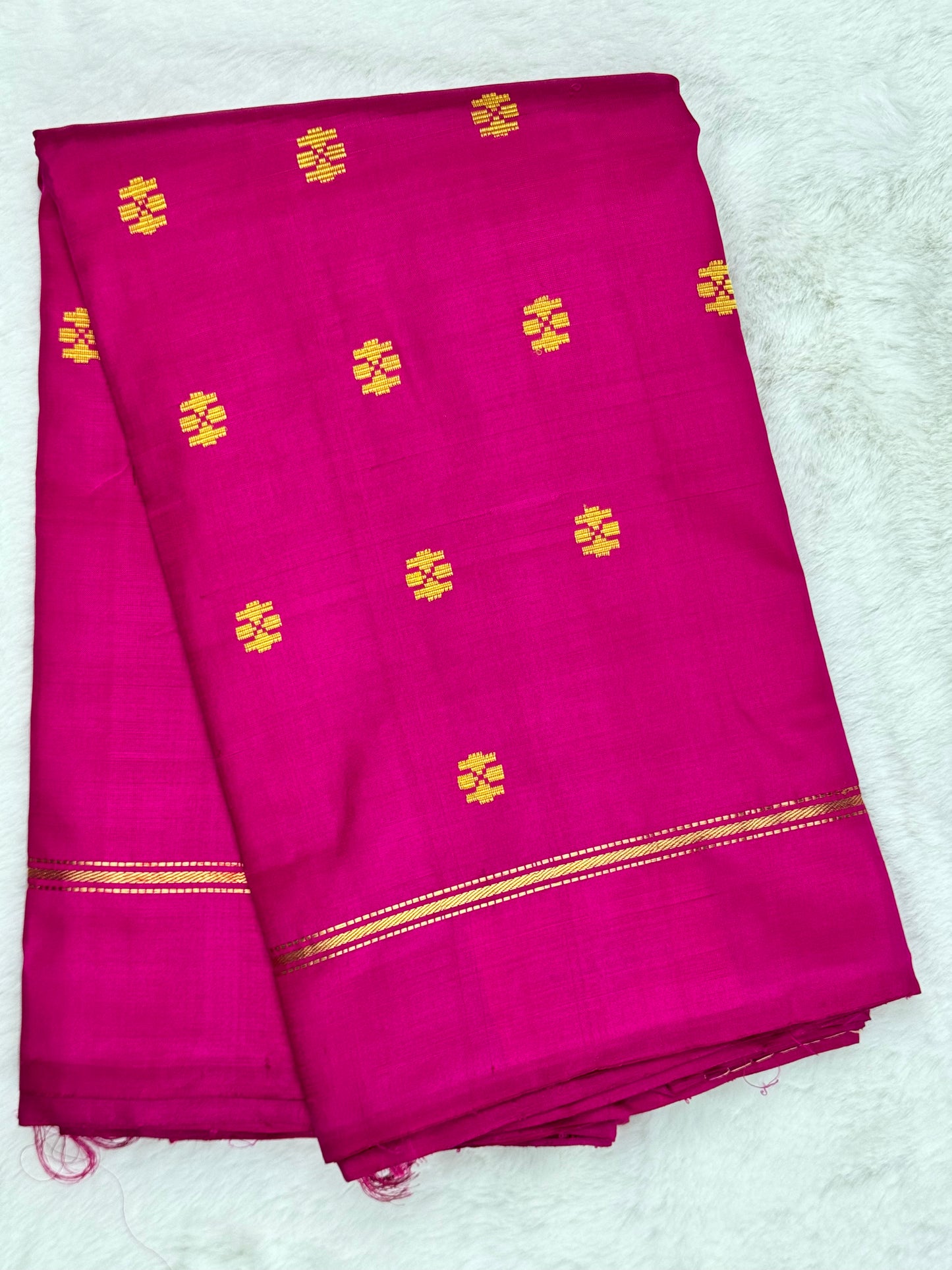 Pink with yellow threadwork Kanchipuram pure zari silk saree