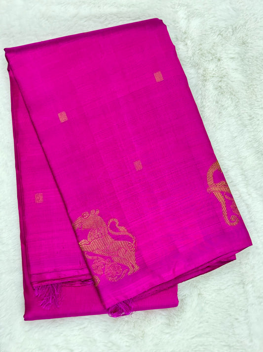 Pink with motifs Kanchipuram pure zari silk saree