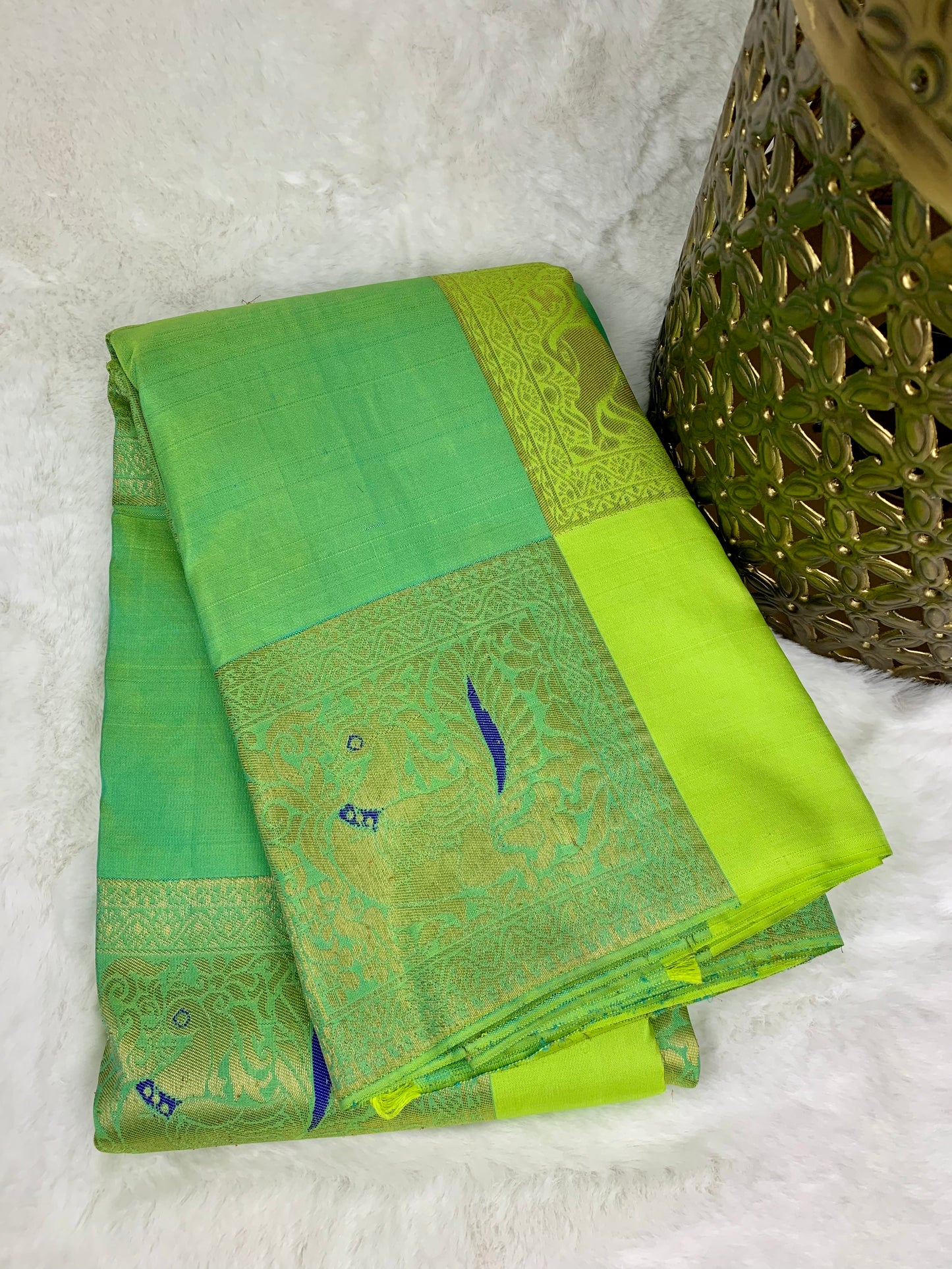 Green Kanchipuram pure zari silk saree