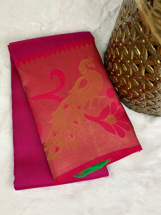 Pink Kanchipuram pure zari silk saree