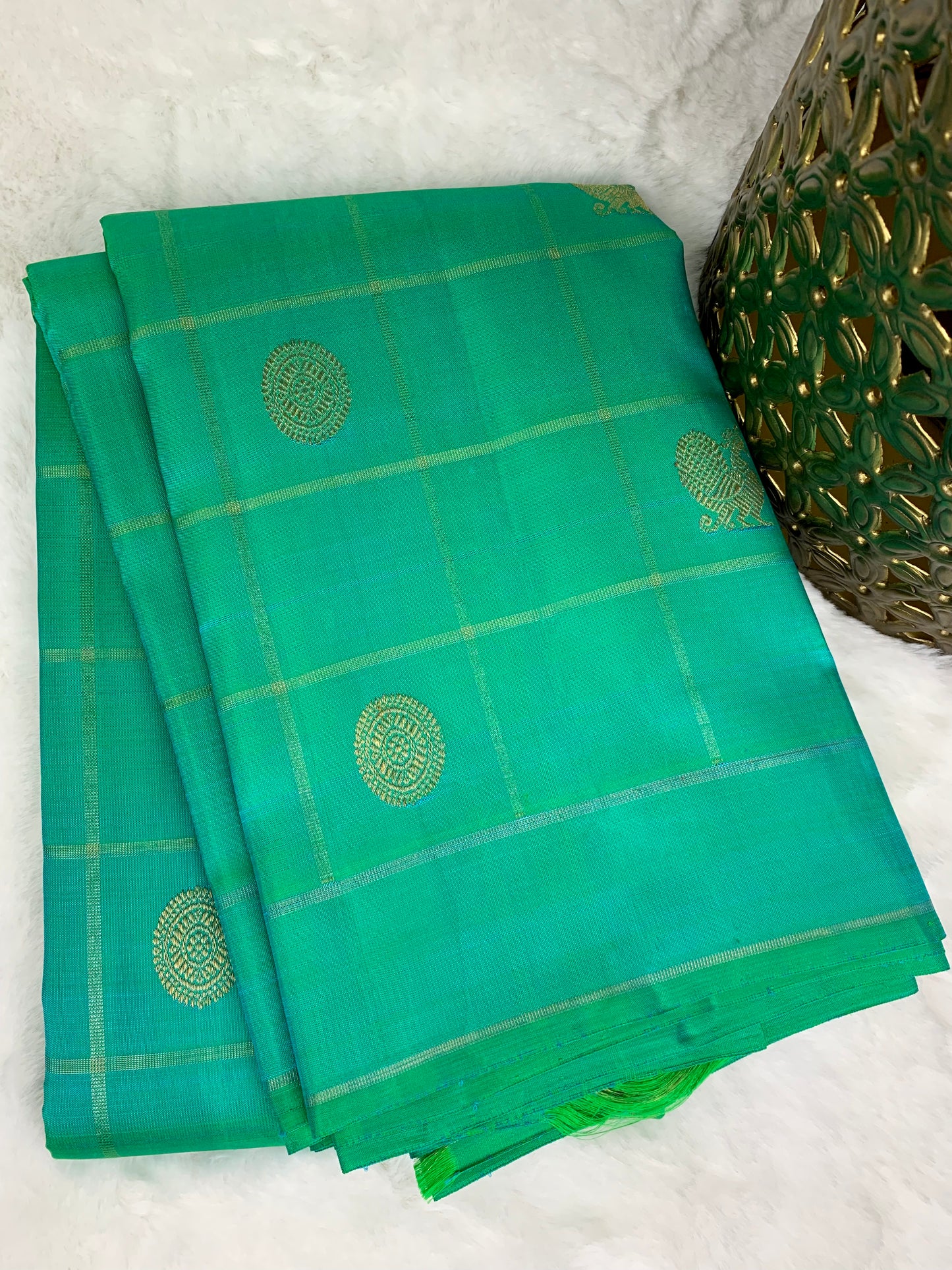 Green Kanchipuram pure zari silk saree