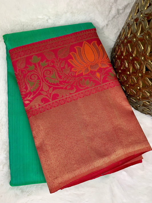 Green Kanchipuram pure zari silk saree