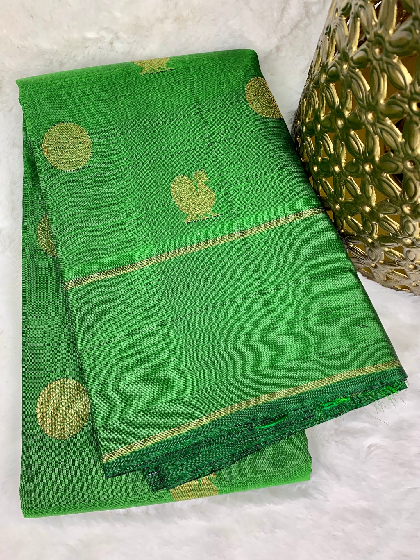 Green Kanchipuram pure zari silk saree