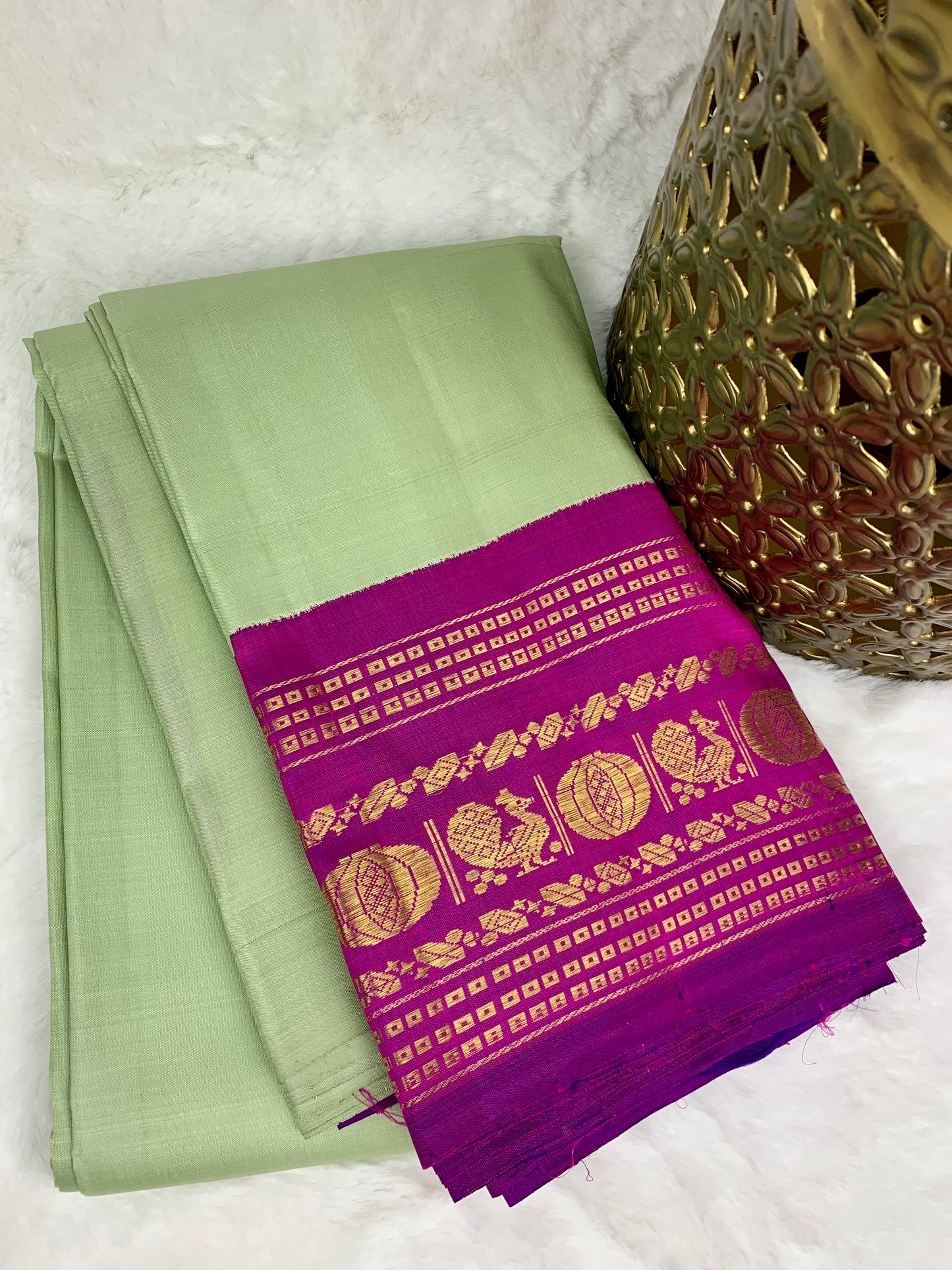 Green Kanchipuram pure zari silk saree