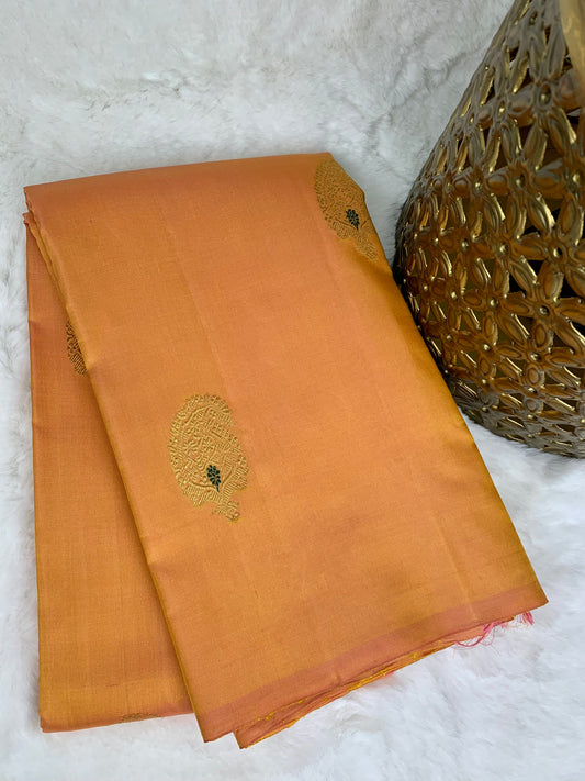 Orange Kanchipuram pure zari silk saree